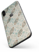 Brown Blue and Tan Circle Leaf Pattern - iPhone X Skin-Kit