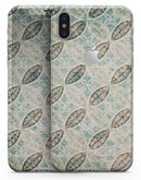 Brown Blue and Tan Circle Leaf Pattern - iPhone X Skin-Kit