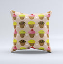 Brown Pink and Yellow Cupcake Collage ink-Fuzed Decorative Throw Pillow