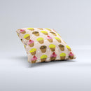 Brown Pink and Yellow Cupcake Collage ink-Fuzed Decorative Throw Pillow