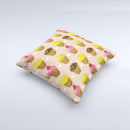 Brown Pink and Yellow Cupcake Collage ink-Fuzed Decorative Throw Pillow