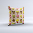 Brown Pink and Yellow Cupcake Collage ink-Fuzed Decorative Throw Pillow