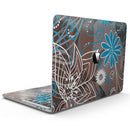 MacBook Pro with Touch Bar Skin Kit - Brown_Surface_with_Blue_and_White_Whymsical_Floral_Pattern-MacBook_13_Touch_V9.jpg?