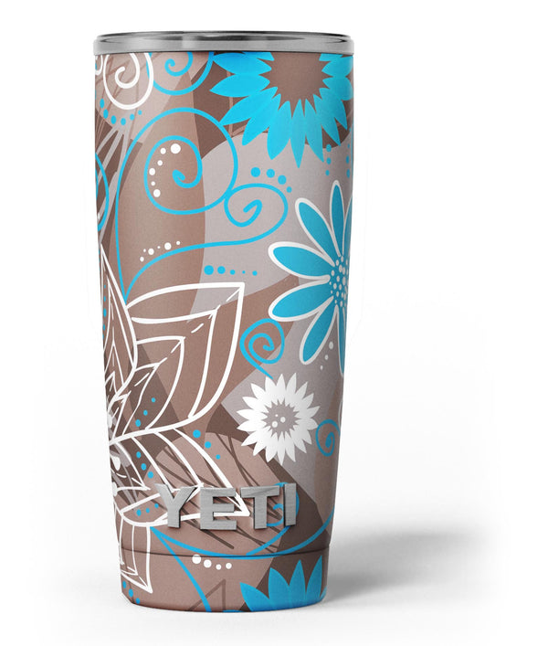Brown_Surface_with_Blue_and_White_Whymsical_Floral_Pattern_-_Yeti_Rambler_Skin_Kit_-_20oz_-_V3.jpg