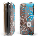Brown Surface with Blue and White Whymsical Floral Pattern iPhone 6/6s or 6/6s Plus 2-Piece Hybrid INK-Fuzed Case