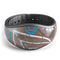 Brown Surface with Blue and White Whymsical Floral Pattern - Decal Skin Wrap Kit for the Disney Magic Band