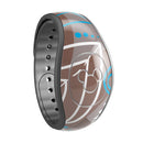 Brown Surface with Blue and White Whymsical Floral Pattern - Decal Skin Wrap Kit for the Disney Magic Band