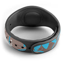 Brown Surface with Blue and White Whymsical Floral Pattern - Decal Skin Wrap Kit for the Disney Magic Band