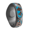 Brown Surface with Blue and White Whymsical Floral Pattern - Decal Skin Wrap Kit for the Disney Magic Band