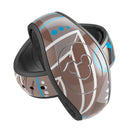 Brown Surface with Blue and White Whymsical Floral Pattern - Decal Skin Wrap Kit for the Disney Magic Band