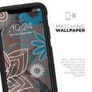 Brown Surface with Blue and White Whymsical Floral Pattern - Skin Kit for the iPhone OtterBox Cases