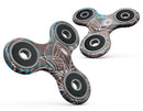 Brown Surface with Blue and White Whymsical Floral Pattern Full-Body Fidget Spinner Skin-Kit