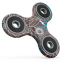 Brown Surface with Blue and White Whymsical Floral Pattern Full-Body Fidget Spinner Skin-Kit