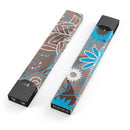 Brown Surface with Blue and White Whymsical Floral Pattern - Premium Decal Protective Skin-Wrap Sticker compatible with the Juul Labs vaping device