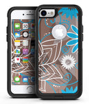 Brown Surface with Blue and White Whymsical Floral Pattern - iPhone 7 or 8 OtterBox Case & Skin Kits