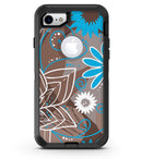 Brown Surface with Blue and White Whymsical Floral Pattern - iPhone 7 or 8 OtterBox Case & Skin Kits