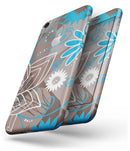 Brown Surface with Blue and White Whymsical Floral Pattern - Skin-kit for the iPhone 8 or 8 Plus
