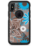 Brown Surface with Blue and White Whymsical Floral Pattern - iPhone X OtterBox Case & Skin Kits