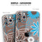 Brown Surface with Blue and White Whymsical Floral Pattern - Skin-Kit compatible with the Apple iPhone 13, 13 Pro Max, 13 Mini, 13 Pro, iPhone 12, iPhone 11 (All iPhones Available)