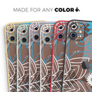 Brown Surface with Blue and White Whymsical Floral Pattern - Vinyl Skin Wrap for iPhone 17 Pro Max, 17 Pro, 17 Air, 17, 16 & All Models — Soft Matte or Ultra Gloss