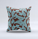 Brown & Teal Paisley Pattern Ink-Fuzed Decorative Throw Pillow