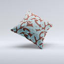 Brown & Teal Paisley Pattern Ink-Fuzed Decorative Throw Pillow