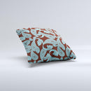 Brown & Teal Paisley Pattern Ink-Fuzed Decorative Throw Pillow