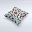 Brown & Teal Paisley Pattern Ink-Fuzed Decorative Throw Pillow