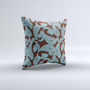 Brown & Teal Paisley Pattern Ink-Fuzed Decorative Throw Pillow