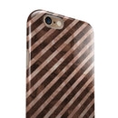 Brown Watercolor Diagonal Stripes iPhone 6/6s or 6/6s Plus 2-Piece Hybrid INK-Fuzed Case