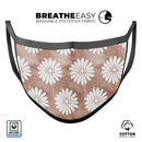 Brown Watercolor Flowers V2 - Made in USA Mouth Cover Unisex Anti-Dust Cotton Blend Reusable & Washable Face Mask with Adjustable Sizing for Adult or Child