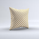 Brown & White Striped Pattern Ink-Fuzed Decorative Throw Pillow