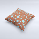 Brown and Blue Floral Layout ink-Fuzed Decorative Throw Pillow