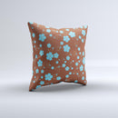 Brown and Blue Floral Layout ink-Fuzed Decorative Throw Pillow