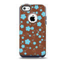 Brown and Blue Floral Layout Skin for the iPhone 5c OtterBox Commuter Case