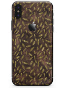 Brown and Gold Leaf Pattern - iPhone X Skin-Kit