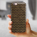 Brown and Gold Watercolor Cheveron iPhone 6/6s or 6/6s Plus 2-Piece Hybrid INK-Fuzed Case
