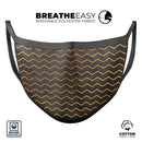 Brown and Gold Watercolor Cheveron - Made in USA Mouth Cover Unisex Anti-Dust Cotton Blend Reusable & Washable Face Mask with Adjustable Sizing for Adult or Child