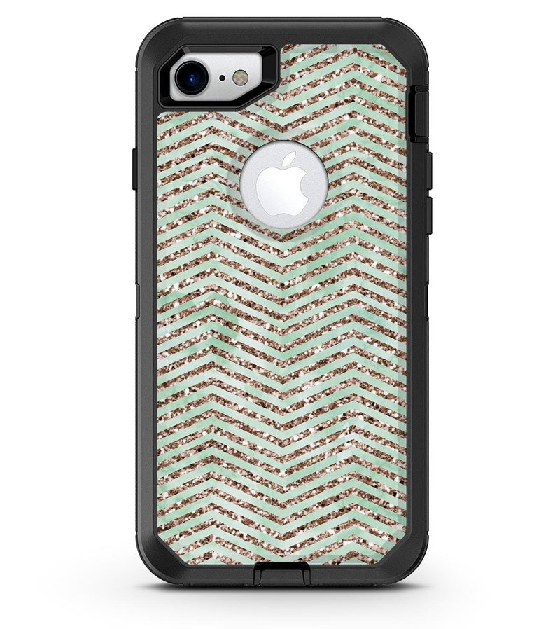 Brown and Green Glimmer Chevron - iPhone 7 or 8 OtterBox Case & Skin Kits