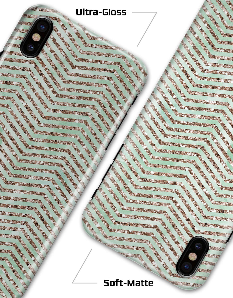 Brown and Green Glimmer Chevron - iPhone X Clipit Case