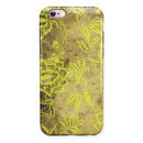 Brown and Lime Green Floral Damask Pattern iPhone 6/6s or 6/6s Plus 2-Piece Hybrid INK-Fuzed Case