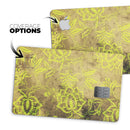 Brown and Lime Green Floral Damask Pattern - Premium Protective Decal Skin-Kit for the Apple Credit Card
