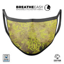 Brown and Lime Green Floral Damask Pattern - Made in USA Mouth Cover Unisex Anti-Dust Cotton Blend Reusable & Washable Face Mask with Adjustable Sizing for Adult or Child