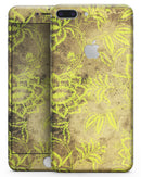 Brown and Lime Green Floral Damask Pattern - Skin-kit for the iPhone 8 or 8 Plus