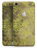 Brown and Lime Green Floral Damask Pattern - Skin-kit for the iPhone 8 or 8 Plus