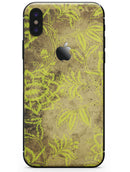 Brown and Lime Green Floral Damask Pattern - iPhone X Skin-Kit