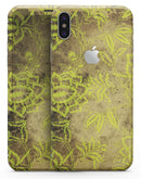 Brown and Lime Green Floral Damask Pattern - iPhone X Skin-Kit