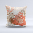 Brown and Orange Transparent Flowers ink-Fuzed Decorative Throw Pillow