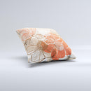 Brown and Orange Transparent Flowers ink-Fuzed Decorative Throw Pillow