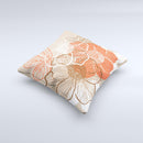 Brown and Orange Transparent Flowers ink-Fuzed Decorative Throw Pillow